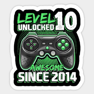 10th Birthday Gamer 10 Year Old Bday Boy Ten Son Sticker